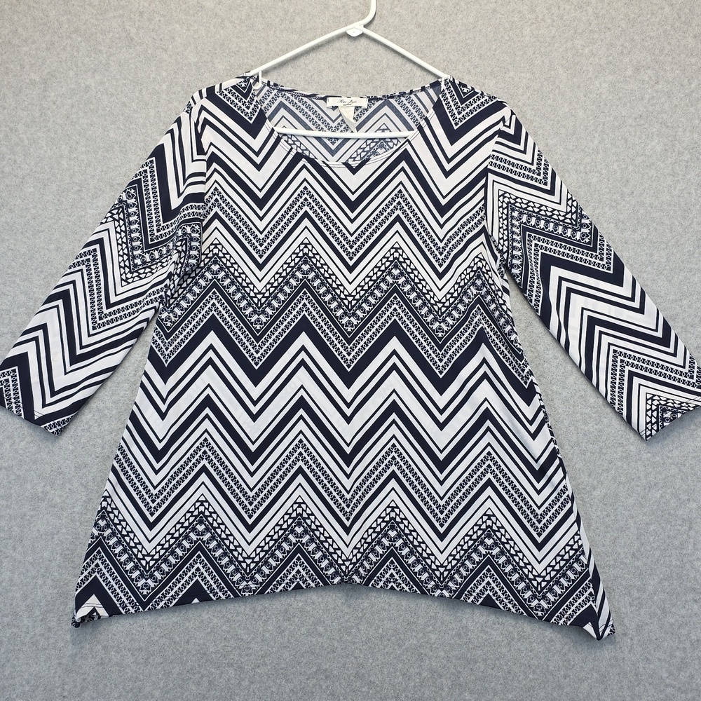 Rue Juju Blue and White Chevron Top